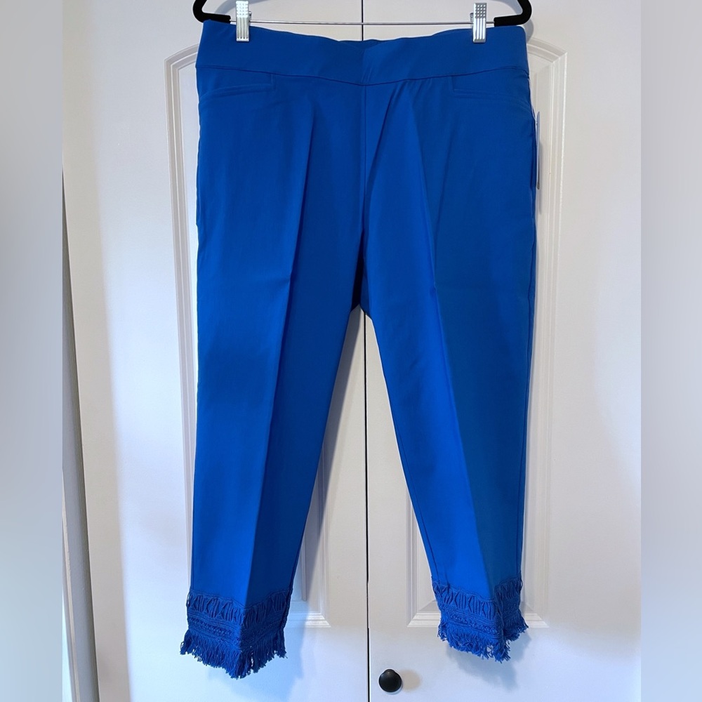 Zac & Rachel Princess Blue Fringe Hem Crop Pants Sz 16